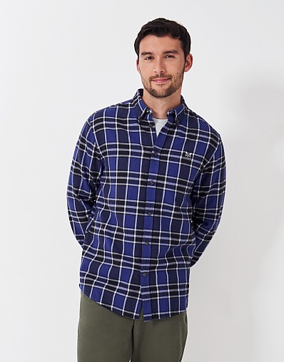 Flannel Shirt in Navy and Blue Check