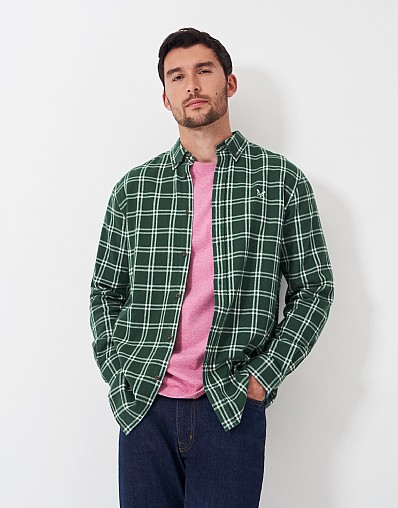 Flannel Checked Shirt in Green and White