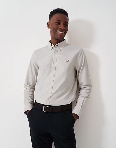 Crew Slim Fit Oxford Shirt in Taupe