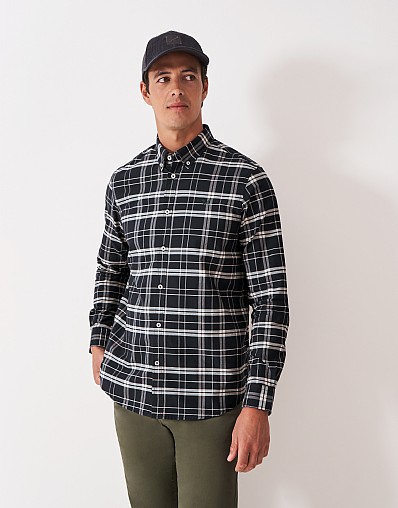 Wilson Check Oxford Shirt in Grey and Beige