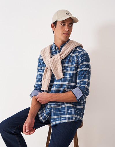 Wilson Check Oxford Shirt in Blue and Beige