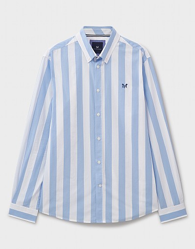 Men's Long Sleeve Stripe Shirt In Blue & White From Crew Clothing