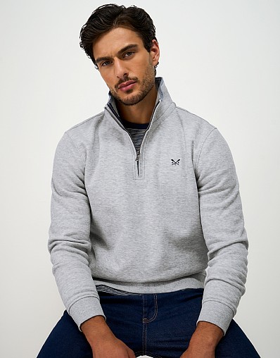 Classic Half Zip Sweat in Heritage Grey Marl