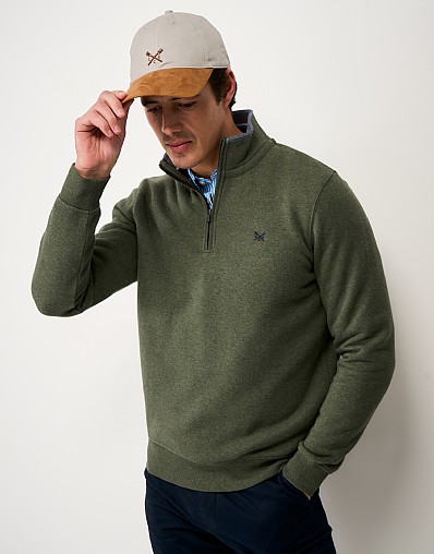Classic Half-Zip Sweatshirt in Olive Marl