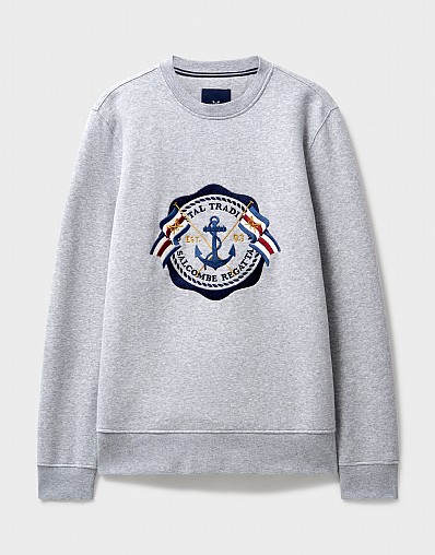 Men's Anchor Graphic Crew Neck Sweatshirt in Grey from Crew