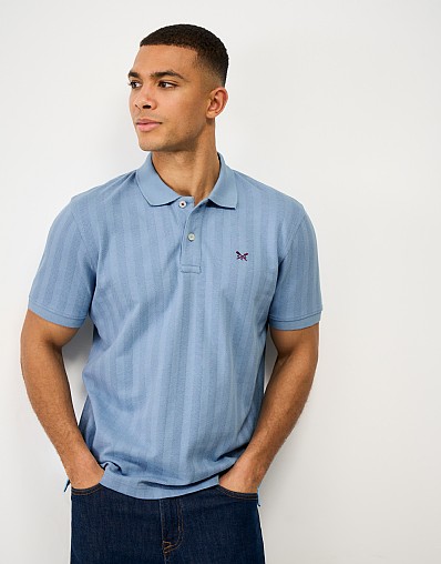 Stripe Jacquard Polo Shirt in Dark Blue