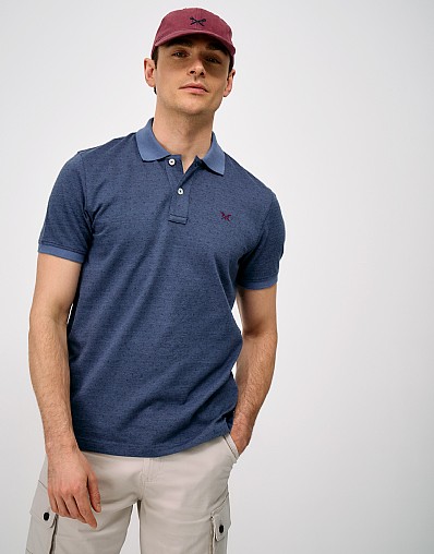 Diamond Jacquard Polo Shirt in Dusk Blue