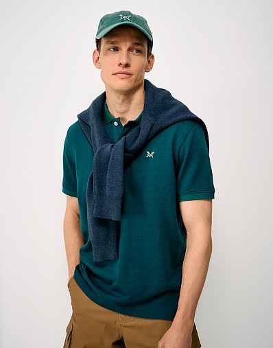 Diamond Jacquard Polo in Teal Green