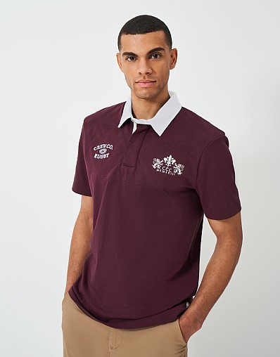 Short Sleeve Rugby Shirt in Burgundy