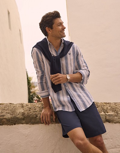 Cotton-Twill Pull-On Shorts in Dark Navy