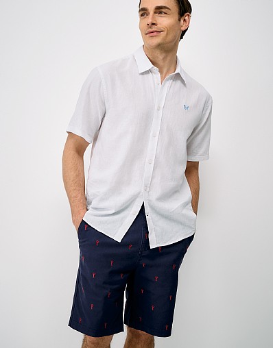 Embroidered Lobster Chino Short in Navy