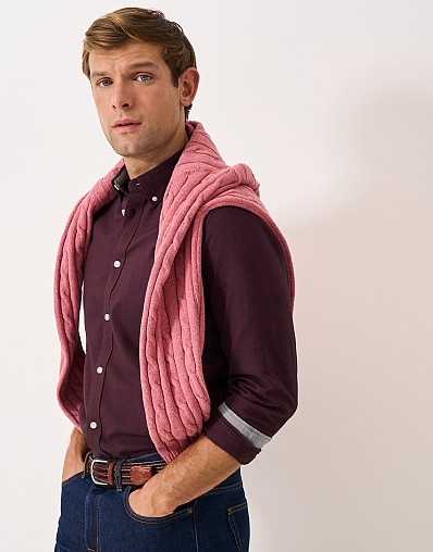 Slim Fit Oxford Shirt in Burgundy