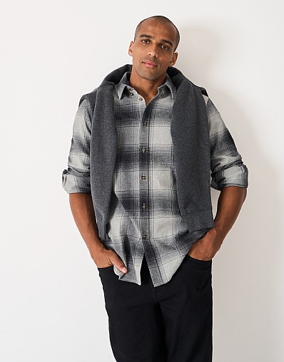 Filey Check Flannel Shirt in Grey