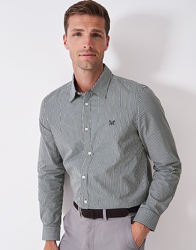 Classic-Fit Pinstripe Poplin Shirt in Forest Green
