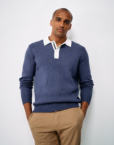 Knitted Cotton Rugby in Indigo Blue