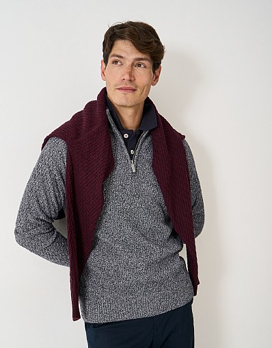 Textured Half Zip in Charcoal Grey