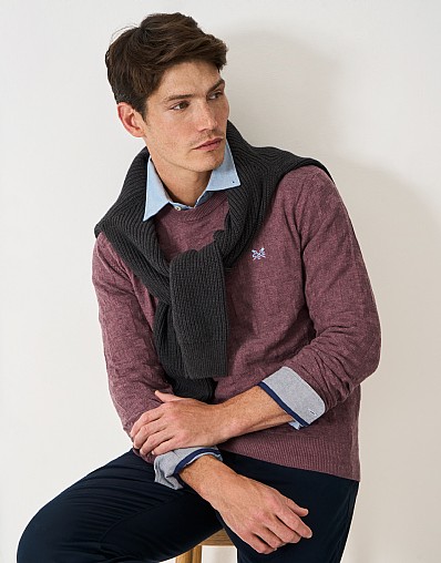 Long Sleeve Textured Jumper in Burgundy