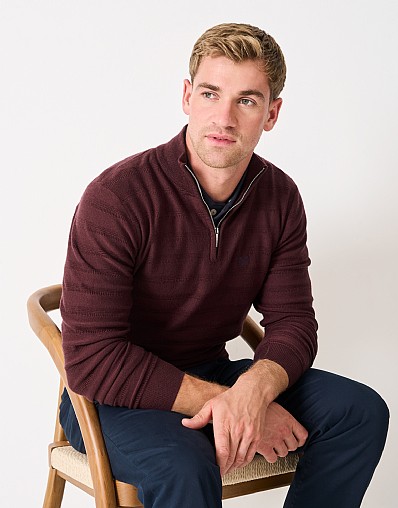 Cashmere Mix Half Zip in Burgundy