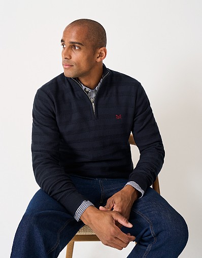 Cashmere Silk Half Zip Jumper in Navy from Crew Clothing Company