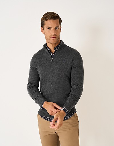 Merino Half Zip Jumper in Charcoal