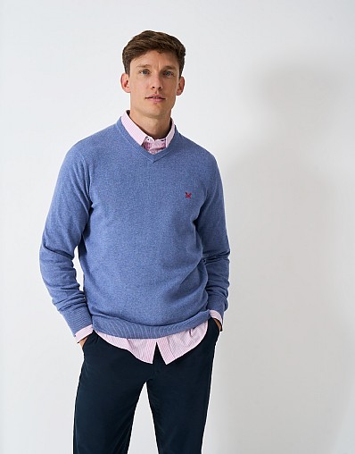 Organic Cotton Vee in Blue Marl