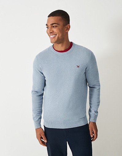 Organic Cotton Crew Neck Jumper in Light Blue