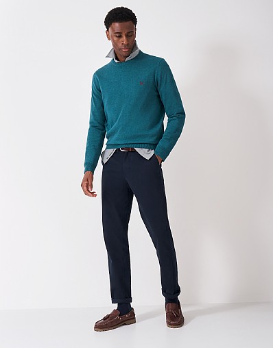 Organic Cotton Crew Neck Jumper in Emerald Blue