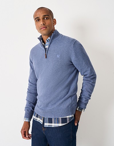 Half Zip Jumper in Indigo Blue Marl