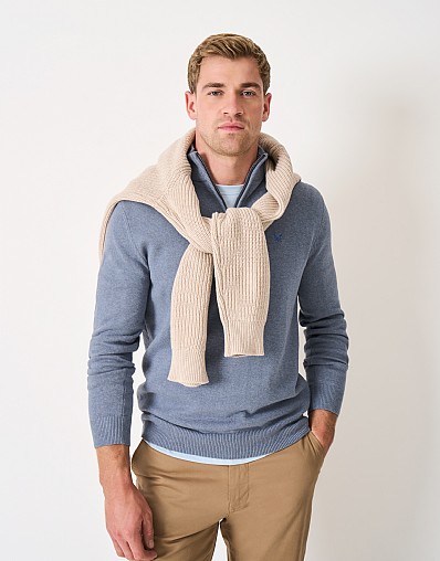 Organic Classic Half Zip Jumper in Grey Marl