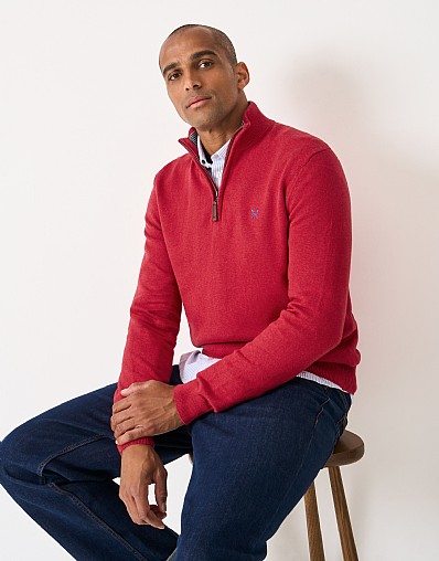 Organic Classic 1/2 Zip in Red Marl