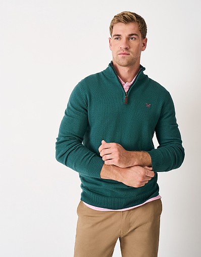 Organic Classic Half Zip Knit in Green