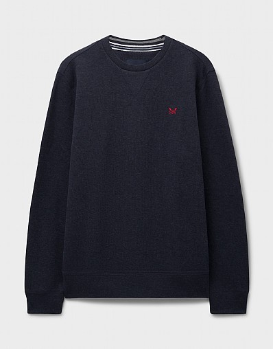 Men's French Rib Half Zip Sweatshirt in Navy from Crew Clothing