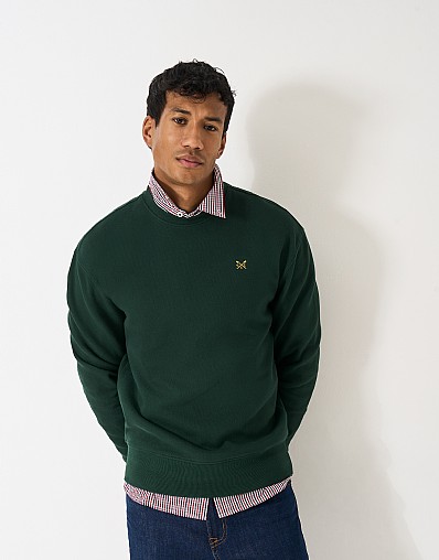 Oversized Cotton-Blend Piqué Sweatshirt in Bottle Green