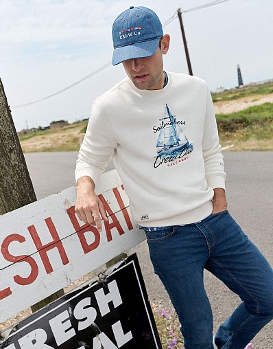 Sailmakers Graphic Crew Sweatshirt in Ecru