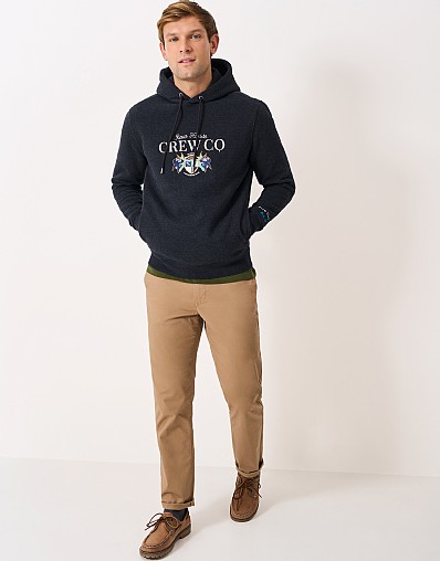 Embroidered Row House Graphic Hoodie in Black Marl