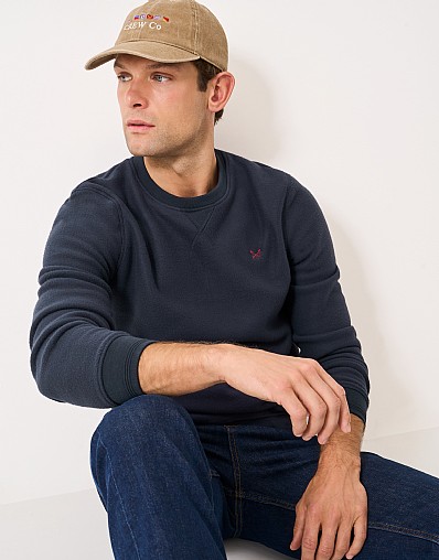 Aldringham Crewneck Fleece Sweatshirt in Dark Navy