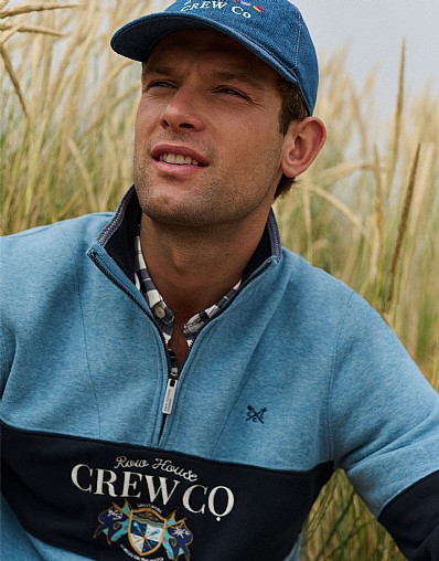 House Graphic Half Zip Sweatshirt in Blue Marl
