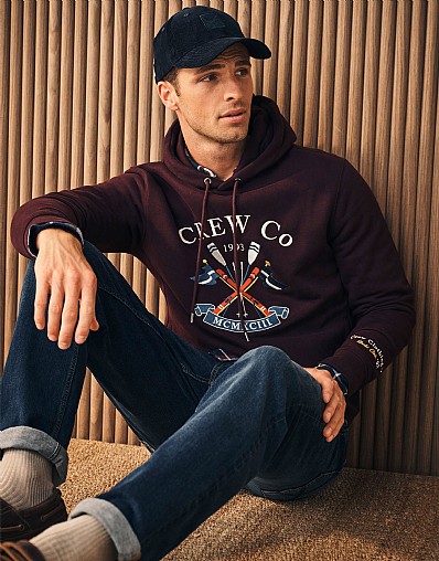 Alpine Embroidered Hoody in Burgundy