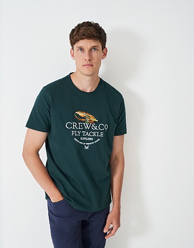 Embroidered Fishing Tackle T-Shirt in Green