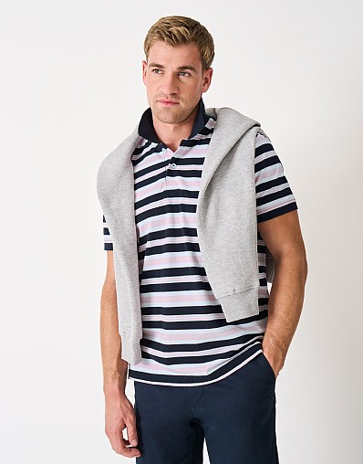 Striped Yarn Polo in Pink Stripe