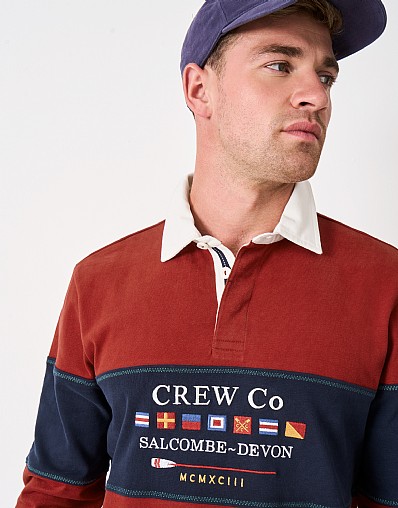 Cotton Zig Zag Stitch Rugby Shirt in Dark Red
