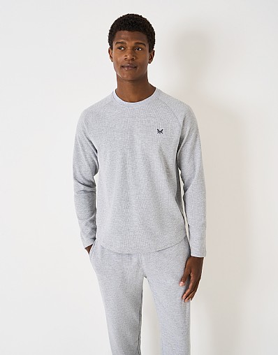 Long Sleeve Waffle T-Shirt in Grey