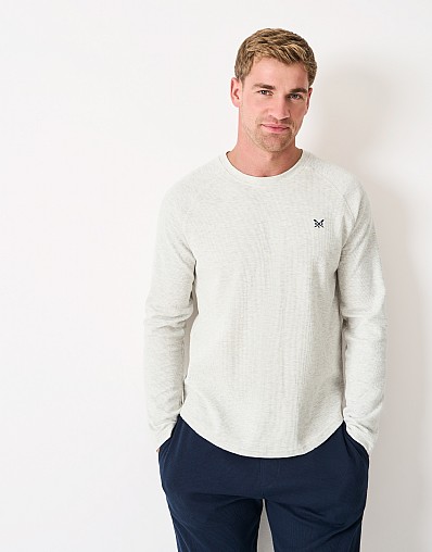 Long Sleeve Waffle T-Shirt in Beige