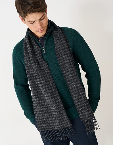 Houndstooth Jaquard Scarf in Charcoal