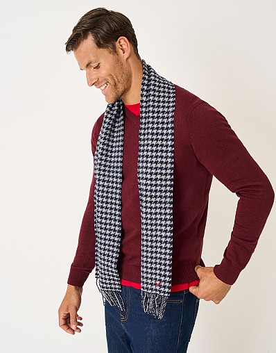 Houndstooth Jaquard Scarf in Navy