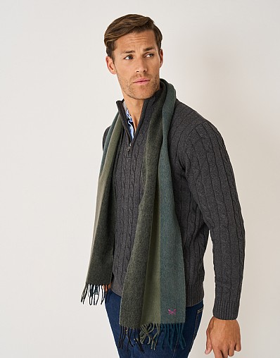 Wool Scarf in Green Stripe