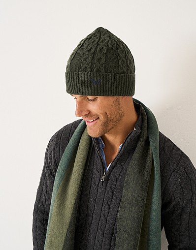 Cable-Knit Beanie in Olive