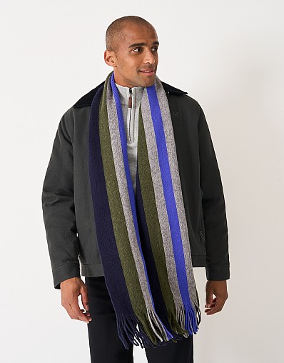 House Stripe Scarf in Olive Green