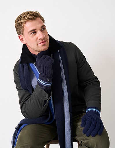 Striped Gloves in Sky Blue