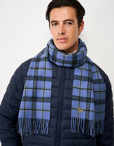 Wool Scarf in Blue Check